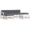 Set mobilier relaxare gradina&amp;perne 6 piese alb lemn masiv pin