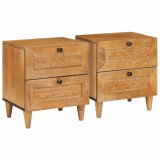 Noptieră 2 pcs Maro deschis 40 x 33 x 46 cm Lemn masiv de mango
