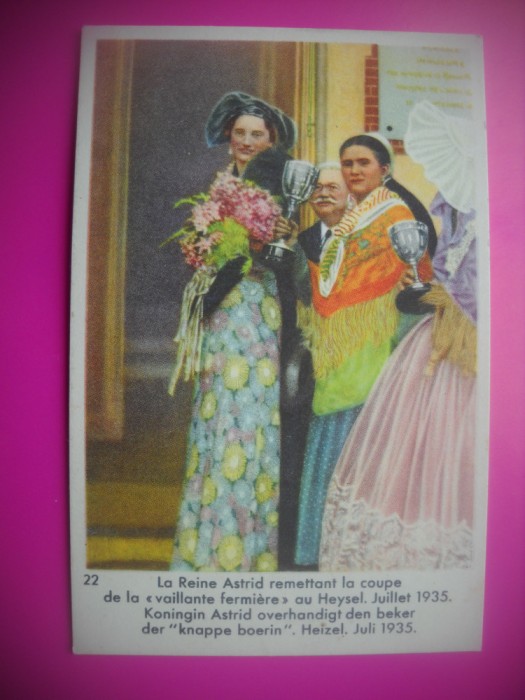 HOPCT 6403 LA FERMIERII HEYSEL -1935-REGINA ASTRID-FAMILIA REGALA BELGIA-CROMO LITHO-CIOCOLATA COTE D&#039;OR