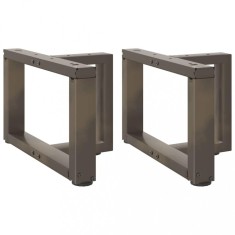 vidaXL Picioare pentru măsuță de cafea &icirc;n formă de T, 2 buc., negru, 50x25x(30-31) cm, oțel