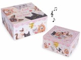 Cumpara ieftin Set 2 cutii bijuterii muzicale lemn multicolor Pisicute cm 20 x 20 x 10 H, 16 x 16 x 8 H