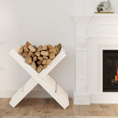 vidaXL Suport pentru bușteni alb 47x39,5x48 cm lemn masiv de pin 822448 foto