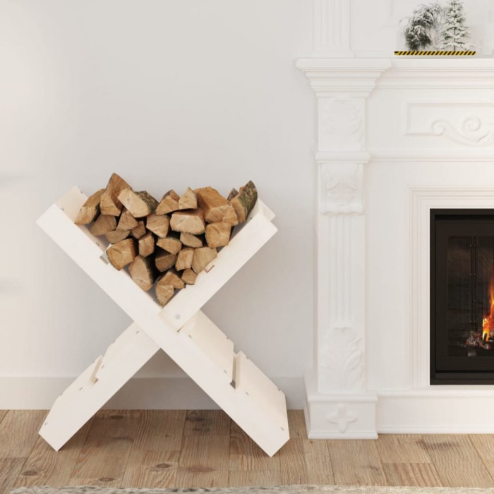 vidaXL Suport pentru bușteni alb 47x39,5x48 cm lemn masiv de pin 822448