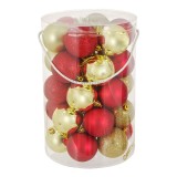 Set 30 de globuri pentru brad, 7 cm, rosu/auriu