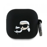 Husa Karl Lagerfeld 3D Karl &amp; Choupette&#039;s Heads pentru Apple AirPods 4, Neagra
