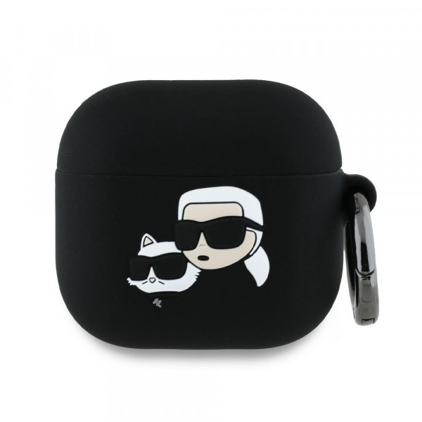Husa Karl Lagerfeld 3D Karl &amp; Choupette&#039;s Heads pentru Apple AirPods 4, Neagra
