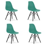 Set 4 scaune stil scandinav, Artool, Osaka, PP, lemn, verde si negru, 46x54x81 cm