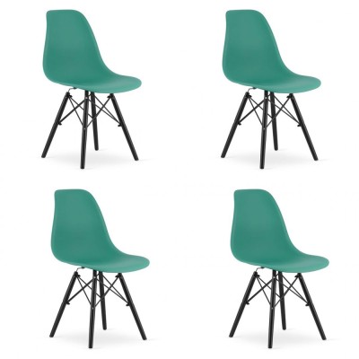 Set 4 scaune stil scandinav, Artool, Osaka, PP, lemn, verde si negru, 46x54x81 cm foto