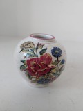 Vaza ceramica mica, Ulmer Keramik Germania, Mid-Century, decor floral, marcata 359/7, 7cm inaltime x 8cm diametru maxim