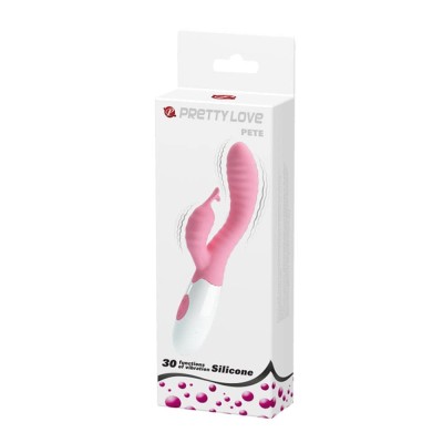 Vibrator Rabbit Pretty Love Pete, stimulare dubla, roz, 30 Viteze, 20 cm# foto