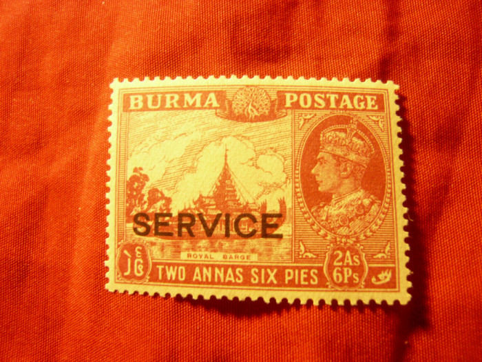 Timbru Burma colonie britanica 1939 Rege George VI supratipar Service ,val.2,6a