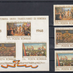 1968 LP 687 LP 688 SEMICENTENARUL UNIRII TRANSILVANIEI ROMANIA SERIE+COLITA MNH