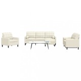 VidaXL Set de canapele cu perne/rulouri, 4 piese, crem, catifea