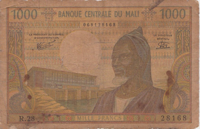 MALI 1000 FRANCS FRANCI ND(1970-84) UZATA foto