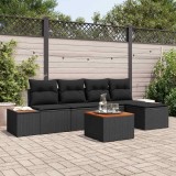 VidaXL Set de canapele pentru grădină 6 pcs Negru 184 x 62 x 85 cm