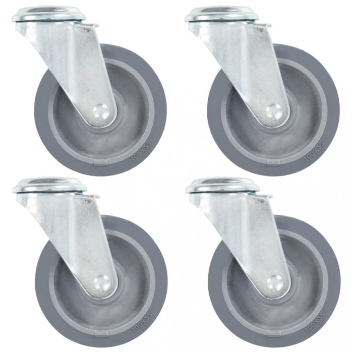 vidaXL Roți pivotante cu gaură pentru șurub, 4 buc., 100 mm