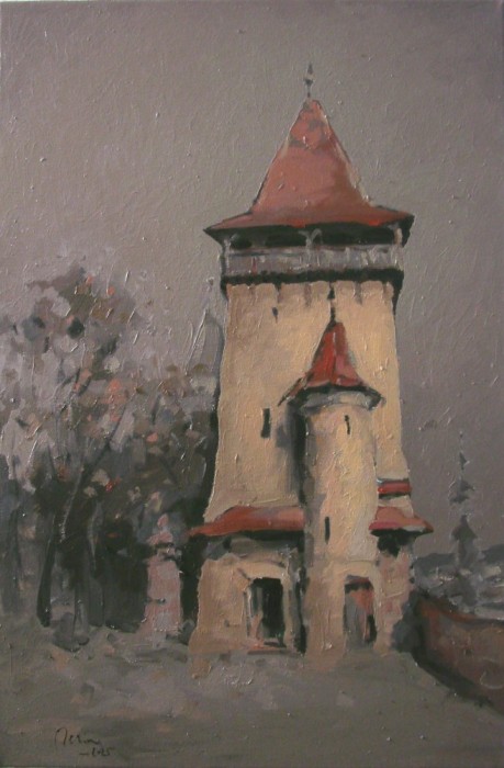 Vand pictura ,Biertan, Biserica fortificata , ulei pe panza