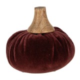Cumpara ieftin Dovleac decorativ textil rosu lemn natur 9x8 cm