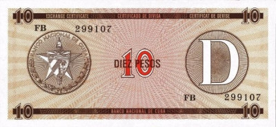 CUBA █ bancnota █ 10 Pesos █ 1985 █ P-FX35 █ Serie D █ UNC █ necirculata foto