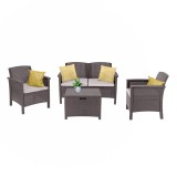 Set Mobilier Gradina Leziter Venus 4 Locuri Ratan Sintetic Cappuccino Rezistent Intemperii Usor de Curatat Fabricat Italia