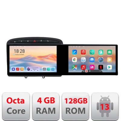 Navigatie Peugeot 308 Kit-038 Edotec 2 ecrane 8 core 4+128 21.6 inch Incell android Wifi 5Ghz gps internet CarStore Technology foto