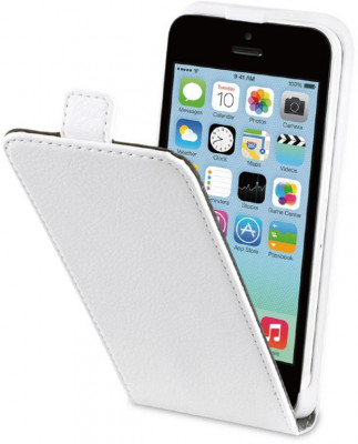 Husa Telefon Vertical Book Apple iPhone 5c White BeHello foto