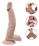 Dildo Carlo Sliding&amp;Bendable, TPE Strat Dublu, Natural, 26 cm, Mokko Toys