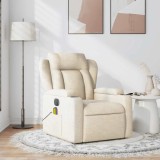 VidaXL Fotoliu rabatabil de masaj, crem, material textil