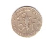 Moneda Africa de Vest 5 francs/franci 1977, stare relativ buna, curata, Bronz-Aluminiu