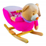 Cumpara ieftin Balansoar pentru bebelusi, Ursulet, lemn + plus, roz, 60x34x45 cm, China