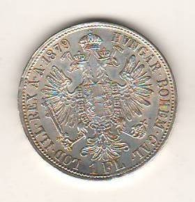 SV * Austria 1 FLORIN 1879 * ARGINT * AUNC + luciu monetar foto