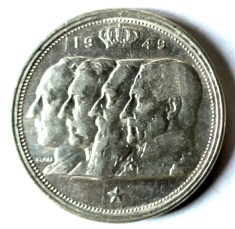 BELGIA 100 FRANCI 1949 ALINIAMENT MONEDA ARGINT VF++ XF