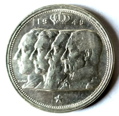 BELGIA 100 FRANCI 1949 ALINIAMENT MONEDA ARGINT VF++ XF foto
