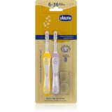 Chicco Toothbrush Set 6-36m periuta de dinti pentru copii Lilac-Mustard 6-36m 2 buc