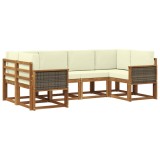 vidaXL Set de canapele de exterior cu pernă 6 pcs Natural și Crem 3385486
