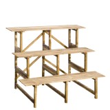 Outsunny suport de flori pliabil cu 3 etaje, din lemn natural, 78 cm, pentru interior și exterior | Aosom Romania