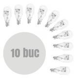 Bec Auto T13 12V 10W, Set 10 Bucati, CARGUARD, Alb, W2.1x9.5d