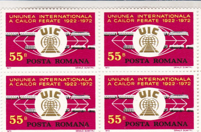 1972 LP 793-50 ANI INFIINTAREA UNIUNII INTERNATIONALE CAILOR FERATE BLOC DE 4MNH foto