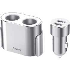 INCARCATOR AUTO Baseus High Efficiency, 2 x USB Output 5V/3.4A, 2 x bricheta auto, total output 96W, pt. bricheta auto, lungime cablu 60cm, argintiu &quot;