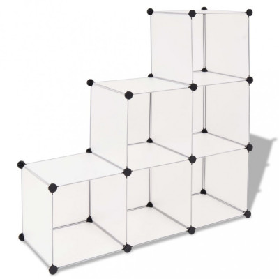 Dulap de depozitare tip cub, 6 compartimente, alb foto