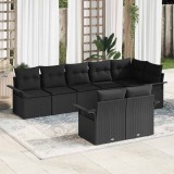 VidaXL Set de canapele pentru grădină cu pernă 8 pcs Negru Rattan poli
