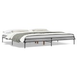Cadru Pat Gossi Gri Sonoma 200x200 cm Lemn Prelucrat Metal Pat Dormitor Gri