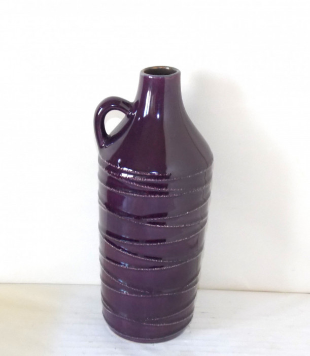Vaza decorativa ceramica emailata, crusty glaze - marcaj VEB Strehla 997, GDR