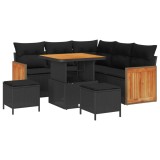 vidaXL Set de canapele pentru grădină cu pernă 8 pcs Negru 3363299