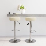 VidaXL Scaune de bar, 2 buc., crem, material textil