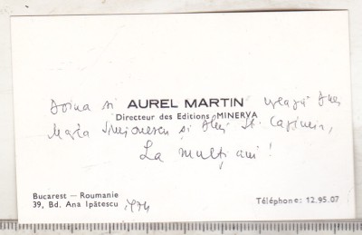 bnk div Carte de vizita cu felicitare olografa - Aurel Martin foto