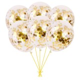 Set 6 Baloane Confetti Aurii 30cm - Baloane Petrecere Aniversare, Nunta, Botez - Decoratiuni Evenimente Speciale