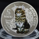 Vanuatu 5 Vatu 2015 UNC Maine Coon 40mm, Australia si Oceania