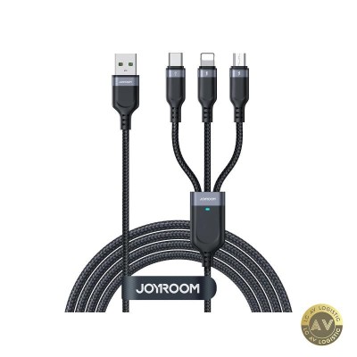 Cablu Incarcare USB-A - Lightning / microUSB / USB-C Joyroom S-A18 3in1 18W 1.2m Negru foto