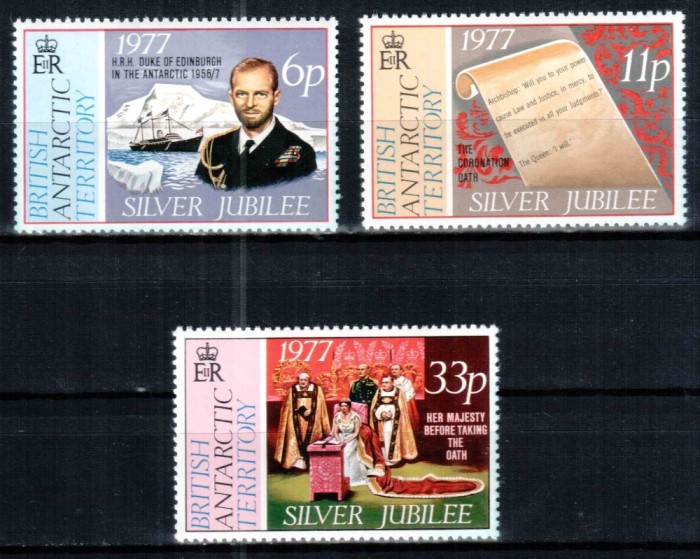 BAT Ter. Antarctic Britanic 1977, Mi #68-70**, Regina Elisabeta a Ii-a 25 ani de domnie, MNH! Cota 4 &euro;!